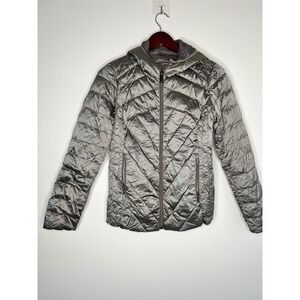 BCBG Generation Womens XSmall Lightweight Packable Down Hooded Jacket Gray